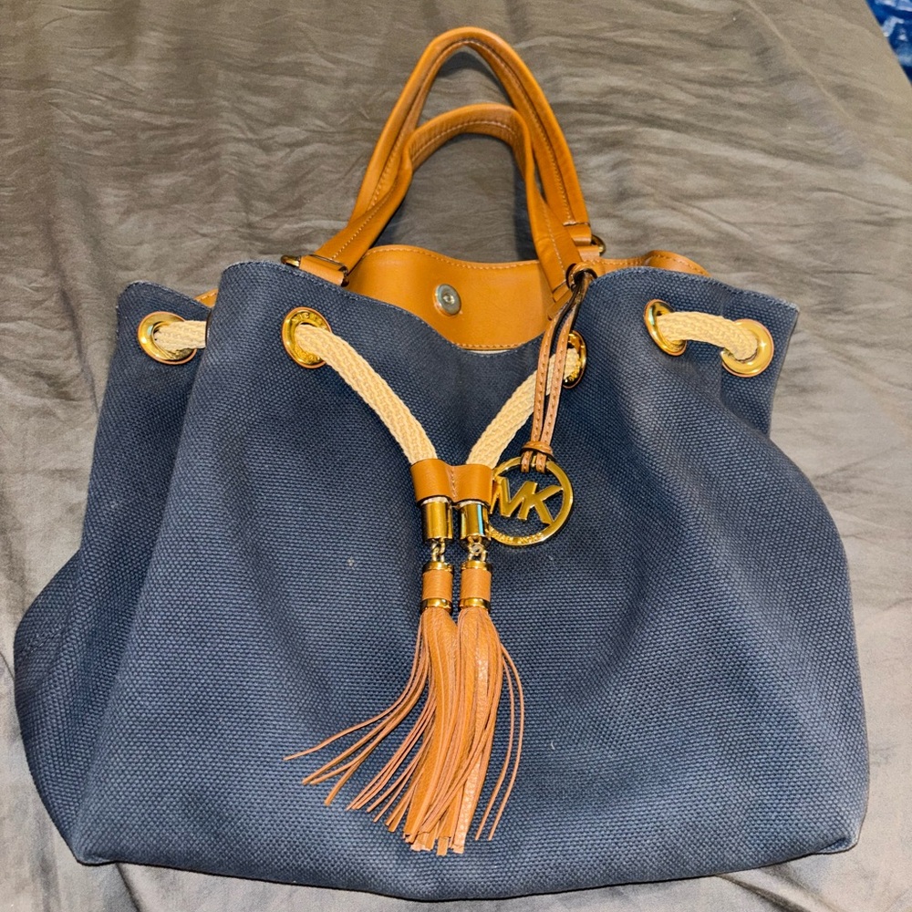 Michael Kors Large Marina Gathered Tote, Navy